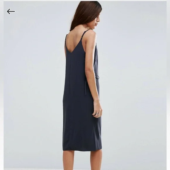 ASOS Navy Dress With Lace Up Detailing - Picture 2 of 10